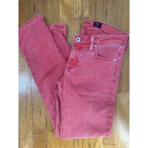 ADRIANO GOLDSCHMIED The Stevie Ankle Pant 27 R Slim Straight Red AG Jeans